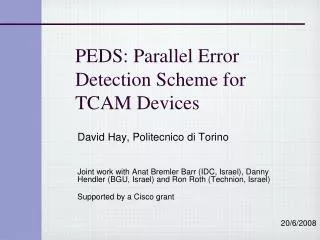 PEDS: Parallel Error Detection Scheme for TCAM Devices