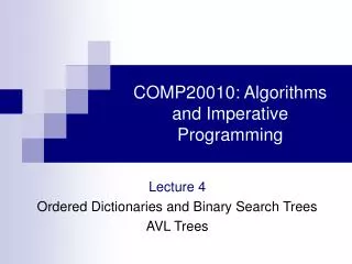 COMP20010: Algorithms and Imperative Programming
