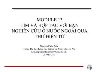 module 13 t m v h p t c v i b n nghi n c u n c ngo i qua th i n t