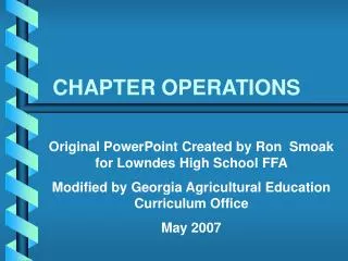 CHAPTER OPERATIONS