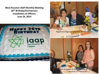West Houston IAAP Monthly Meeting 26 th Birthday/Anniversary Installation of Officers