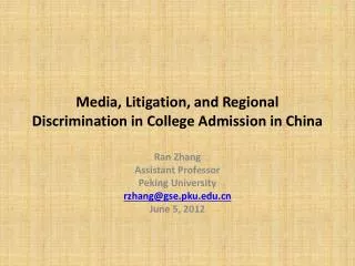 Media, Litigation, and Regional Discrimination in College Admission in China