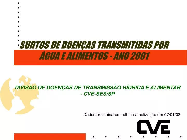 surtos de doen as transmitidas por gua e alimentos ano 2001