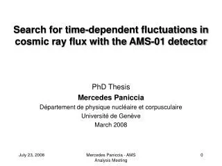 Search for time-dependent fluctuations in cosmic ray flux with the AMS-01 detector