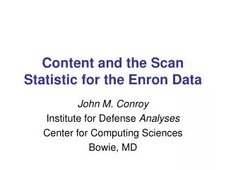 Content and the Scan Statistic for the Enron Data