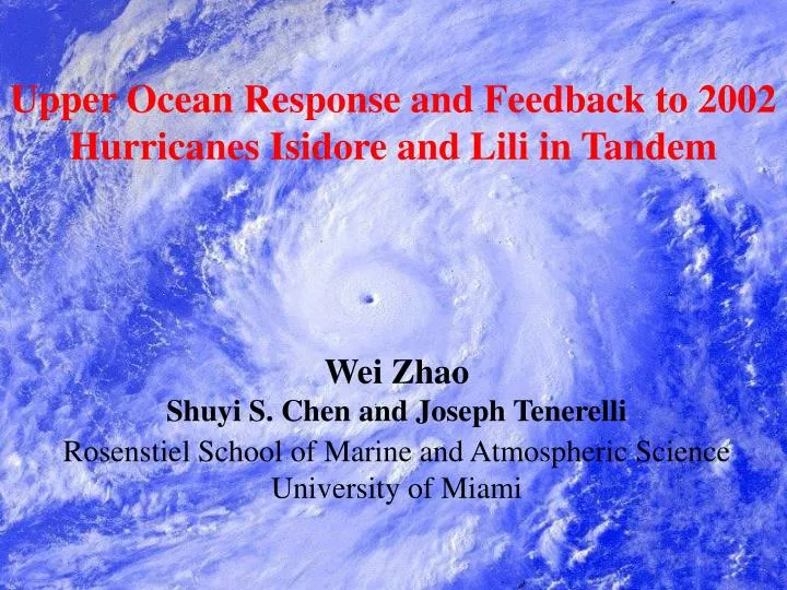 upper ocean response and feedback to 2002 hurricanes isidore and lili in tandem