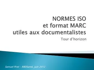 normes iso et format marc utiles aux documentalistes