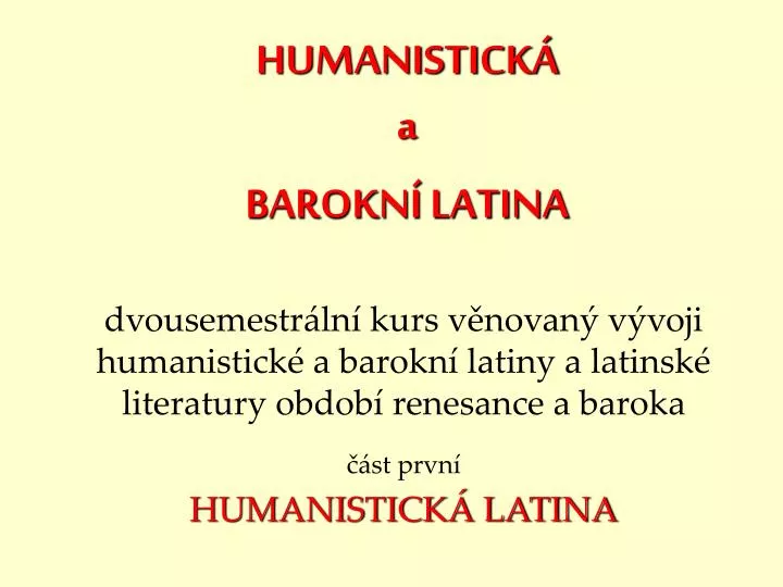 humanistick a barokn latina