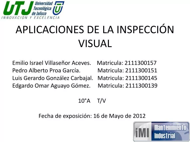 aplicaciones de la inspecci n visual