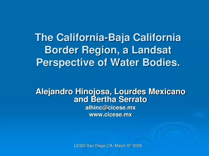 the california baja california border region a landsat perspective of water bodies
