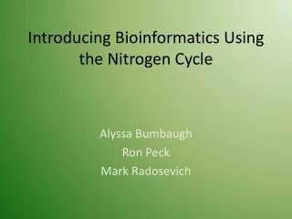 Introducing Bioinformatics Using the Nitrogen Cycle