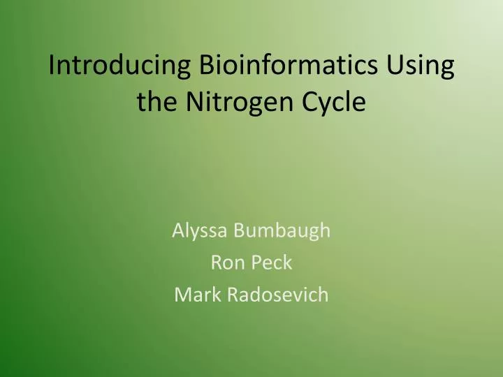 introducing bioinformatics using the nitrogen cycle