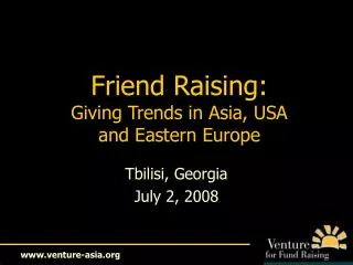 Friend Raising: Giving Trends in Asia, USA and Eastern Europe