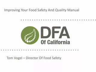 Improving Your Food Safety And Quality Manual