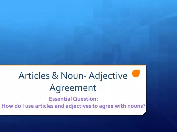 articles noun adjective agreement