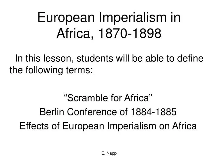 european imperialism in africa 1870 1898