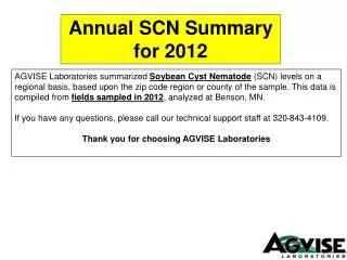 Annual SCN Summary for 2012