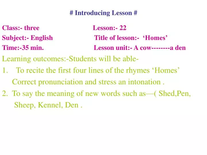 introducing lesson