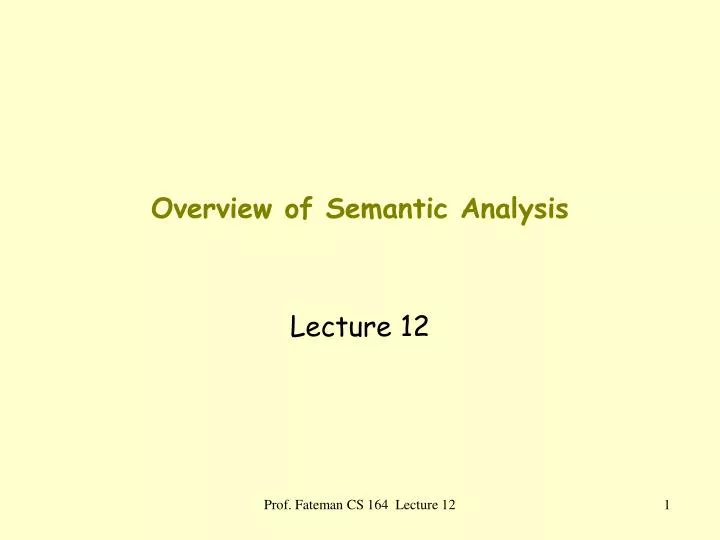 overview of semantic analysis