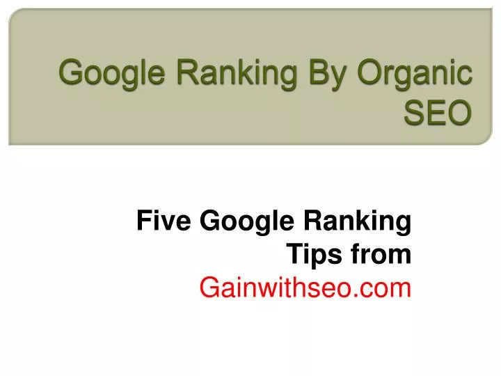 google ranking by organic seo