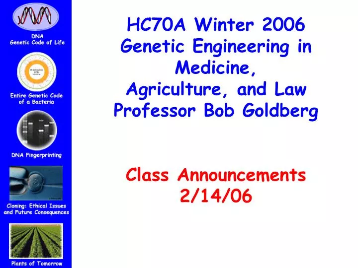 Ppt Hc A Winter Genetic Engineering In Medicine Agriculture