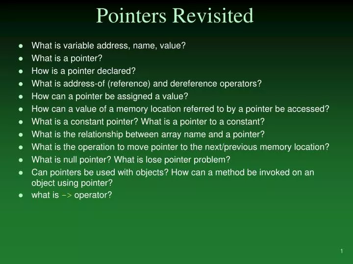 pointers revisited