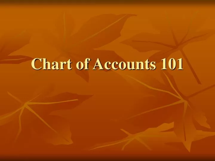 chart of accounts 101
