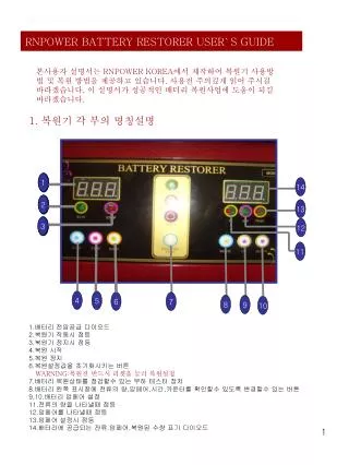 RNPOWER BATTERY RESTORER USER`S GUIDE