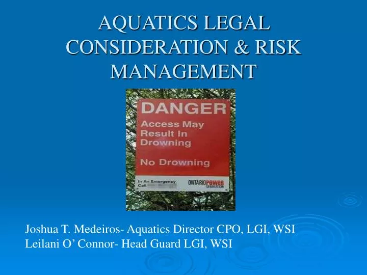 aquatics legal consideration risk management