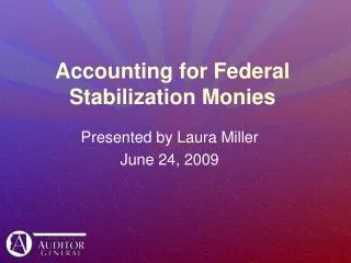 Accounting for Federal Stabilization Monies