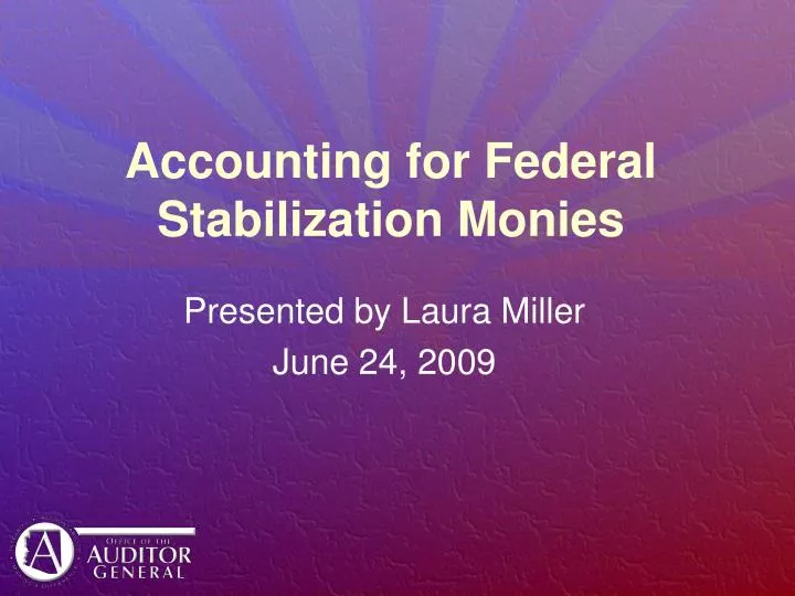 accounting for federal stabilization monies