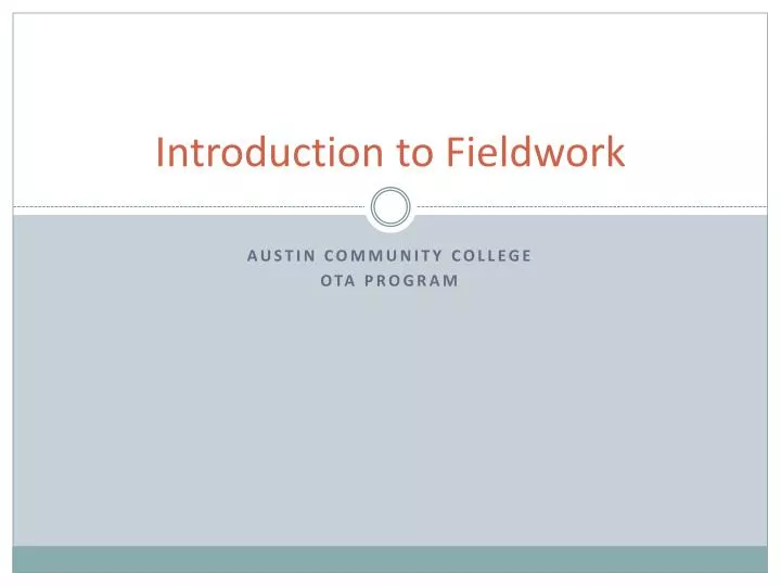 introduction to fieldwork