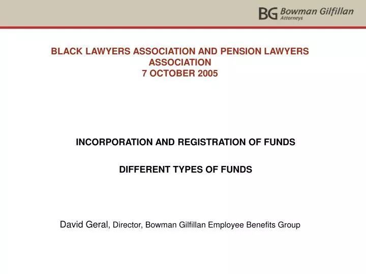 black lawyers association and pension lawyers association 7 october 2005