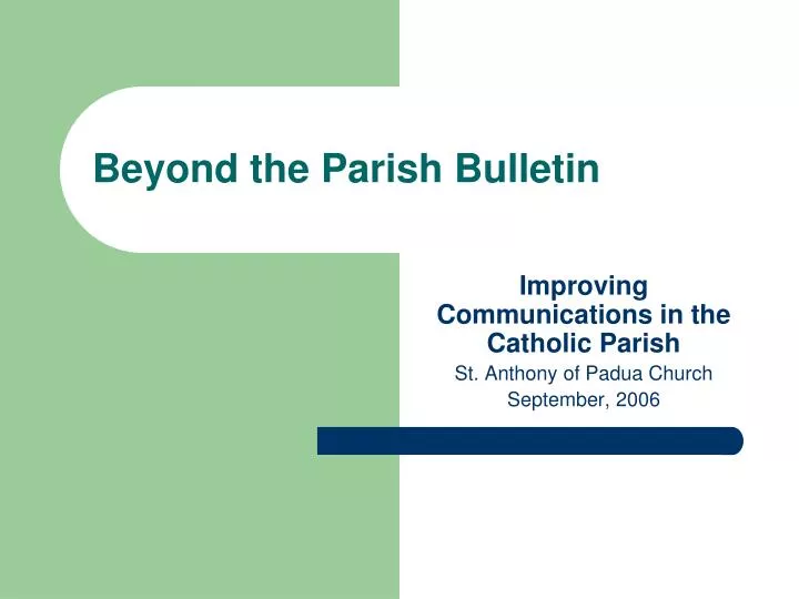 beyond the parish bulletin