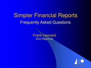 Simpler Financial Reports
