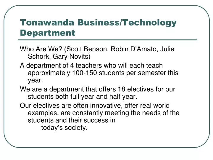 tonawanda business technology department