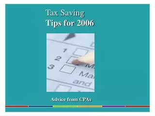 Tax Saving Tips for 2006