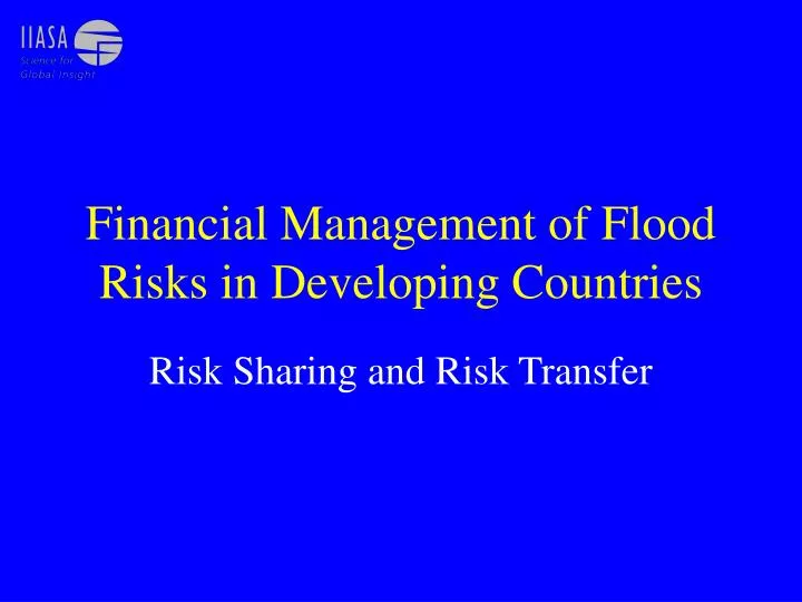 financial management of flood risks in developing countries