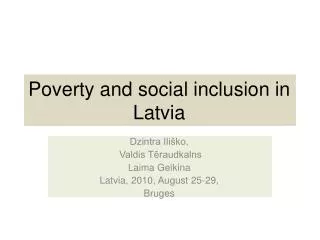 Poverty and social inclusion in Latvia