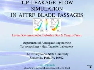 TIP LEAKAGE FLOW SIMULATION IN AFTRF BLADE PASSAGES