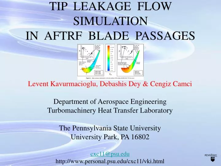 tip leakage flow simulation in aftrf blade passages