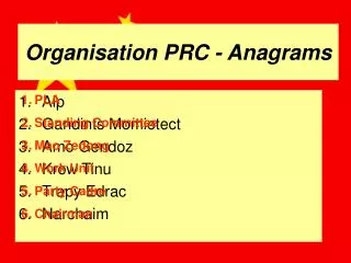 Organisation PRC - Anagrams