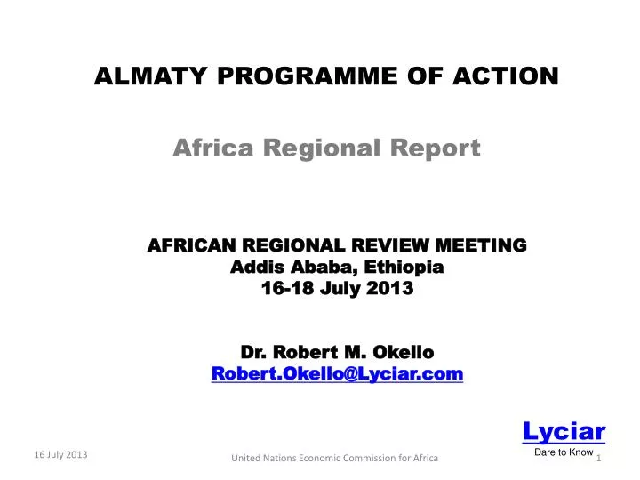 almaty programme of action africa regional report