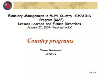 Country programs Nadeem Mohammad ACTafrica