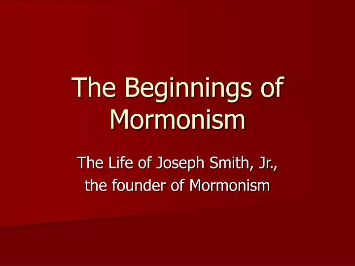 the beginnings of mormonism