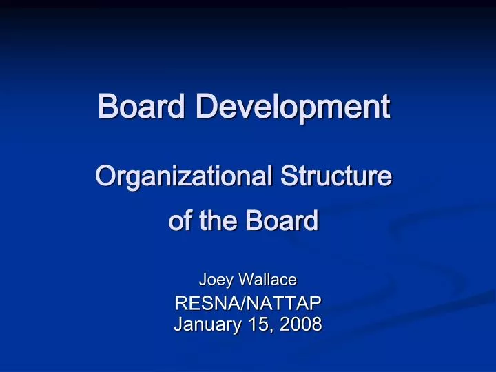 board development organizational structure of the board