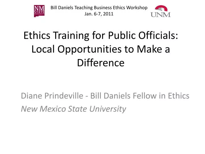 ethics training for public officials local opportunities to make a difference