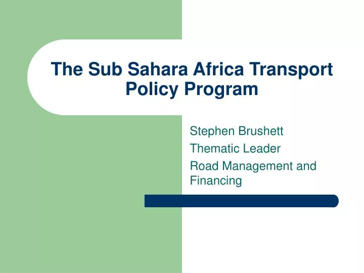 the sub sahara africa transport policy program
