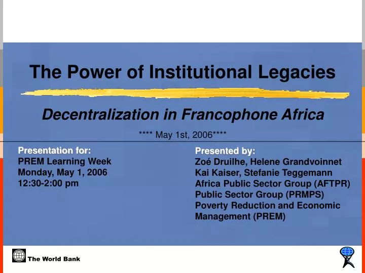 the power of institutional legacies decentralization in francophone africa