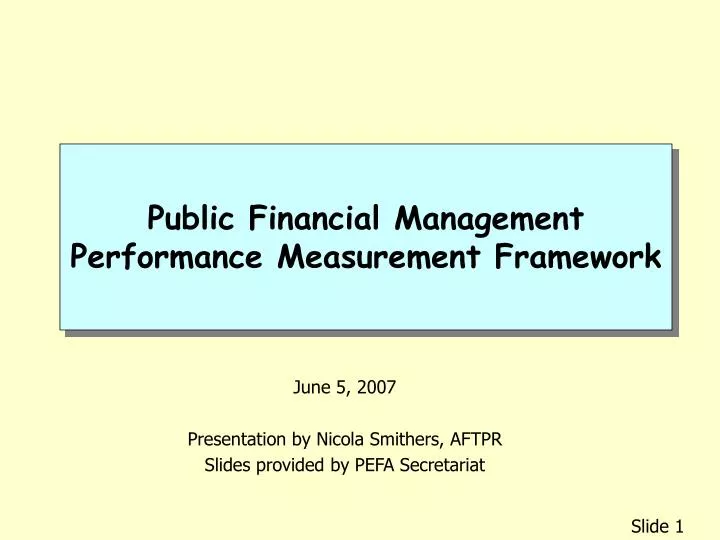 public financial management performance measurement framework